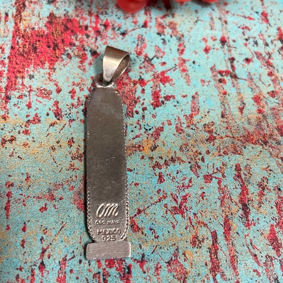Silver Mexico Hieroglyphics Cartouche Pendant - Picture 4 of 8